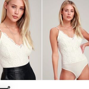 Lulus Party all night white bodysuit size large